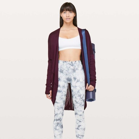 Lululemon Call In Cozy Wrap Burgundy Long Line Cardigan Size 2 - Picture 3 of 10